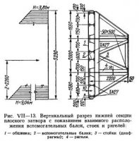Обшивка, вспомогательные балки и диафрагмы затворов
