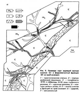 Карты вариаций состава тяжелой фракции аллювия